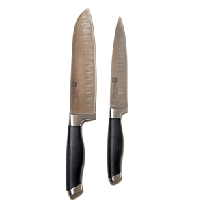 an example of two types of knives, side by side, that are sharpened at Pollocks Home Hardware